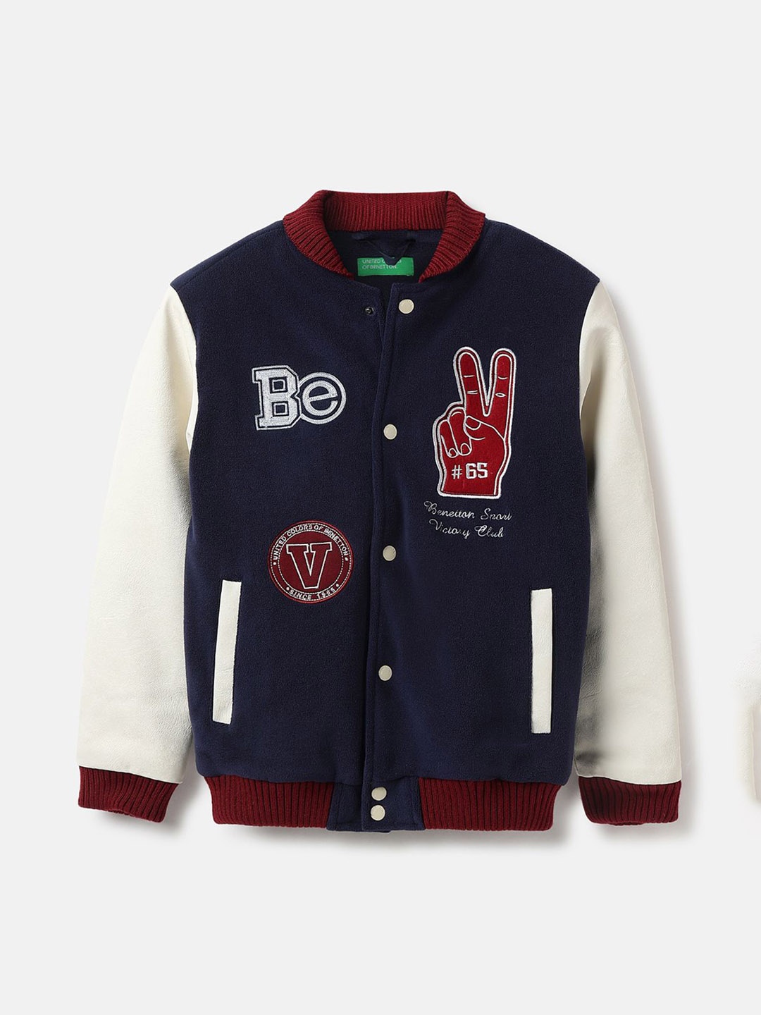 

United Colors of Benetton Boys Bomber with Patchwork Jacket, Blue