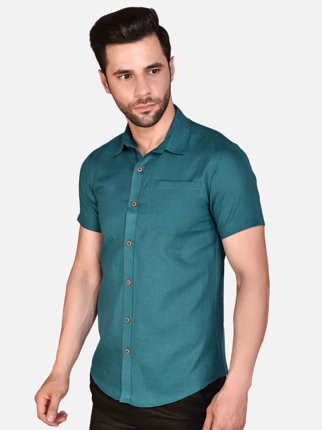 

PRINTINDIA Men Classic Opaque Casual Shirt, Teal