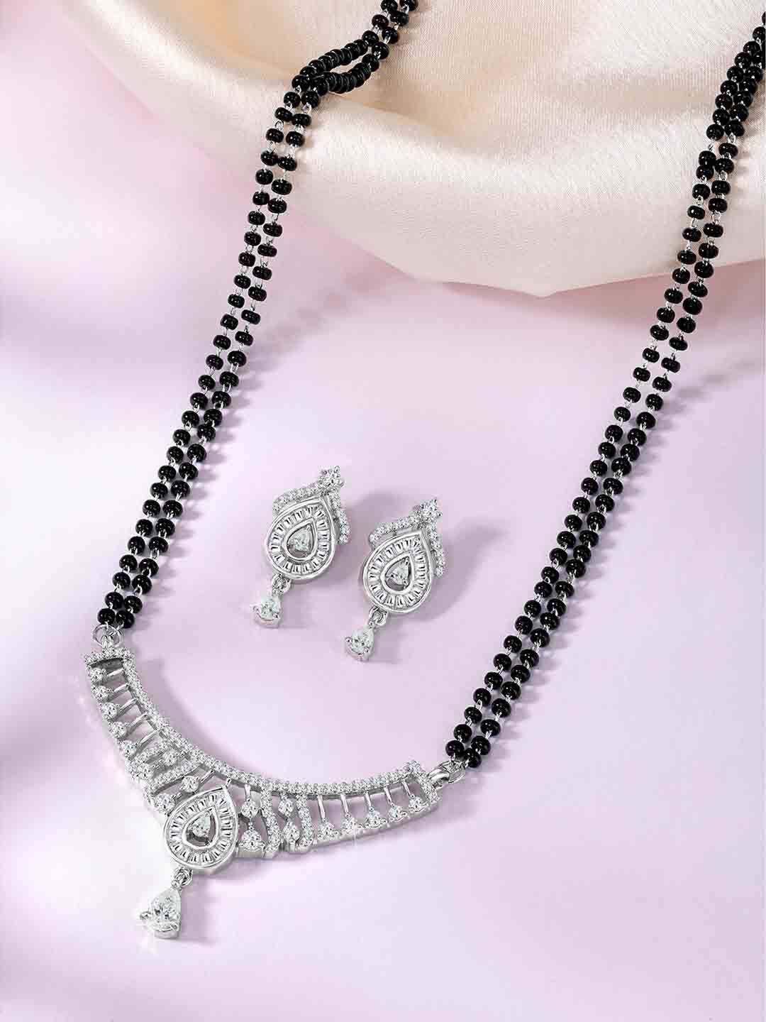 

Peora Silver-Plated Artificial Stones Mangalsutra