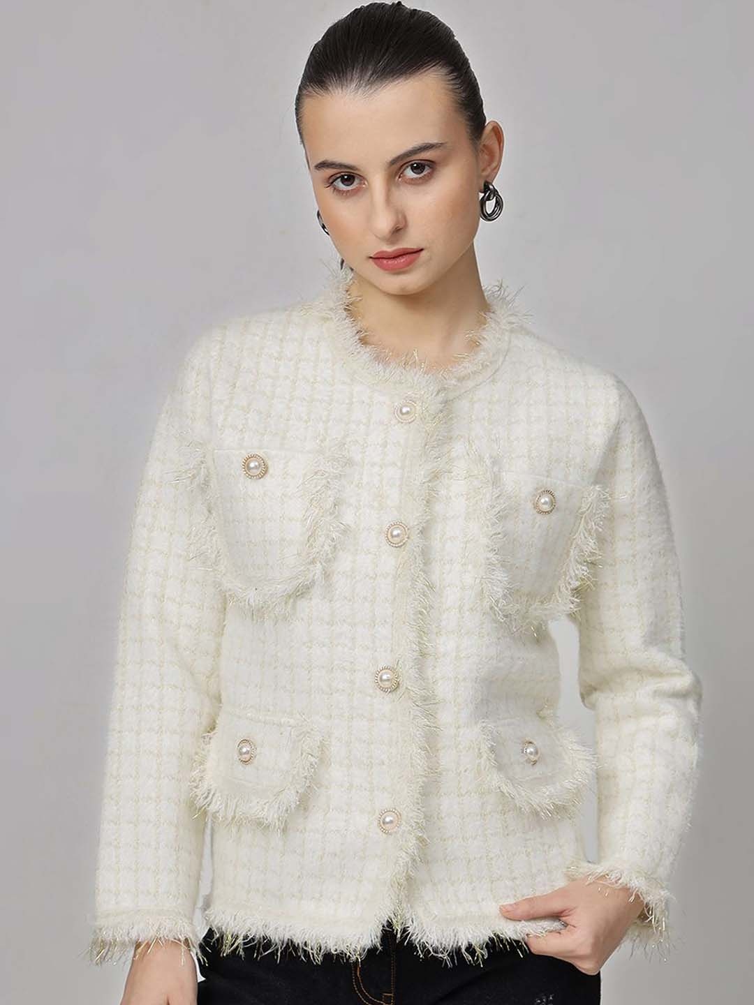 

The Roadster Lifestyle Co Woollen Single-Breasted Overcoat, Off white