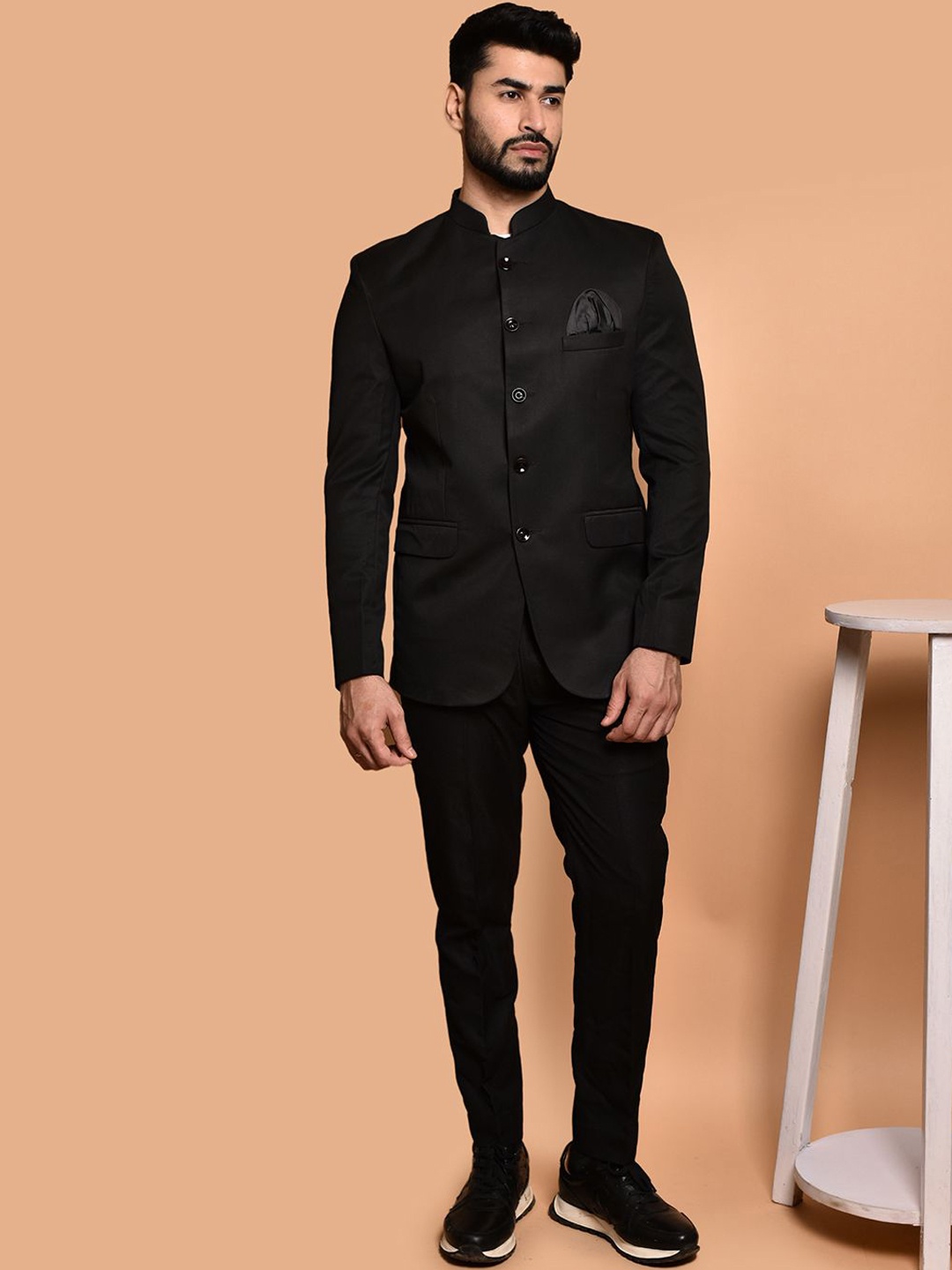 

PRINTINDIA Bandhgala Blazer, Black