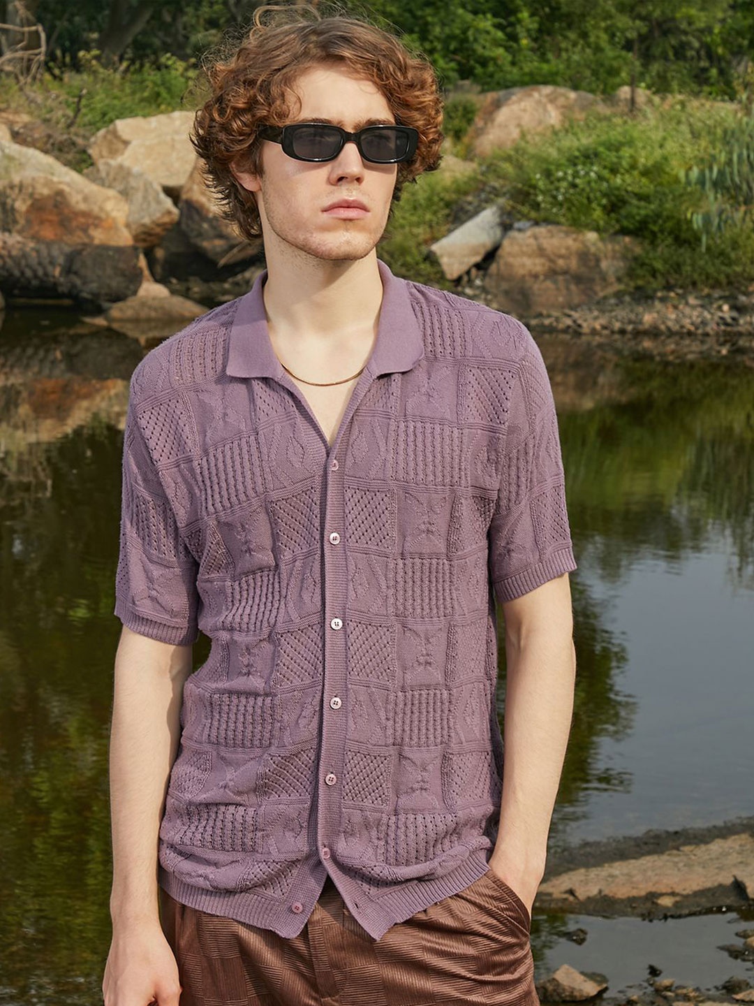 

Campus Sutra Men Comfort Opaque Casual Shirt, Purple