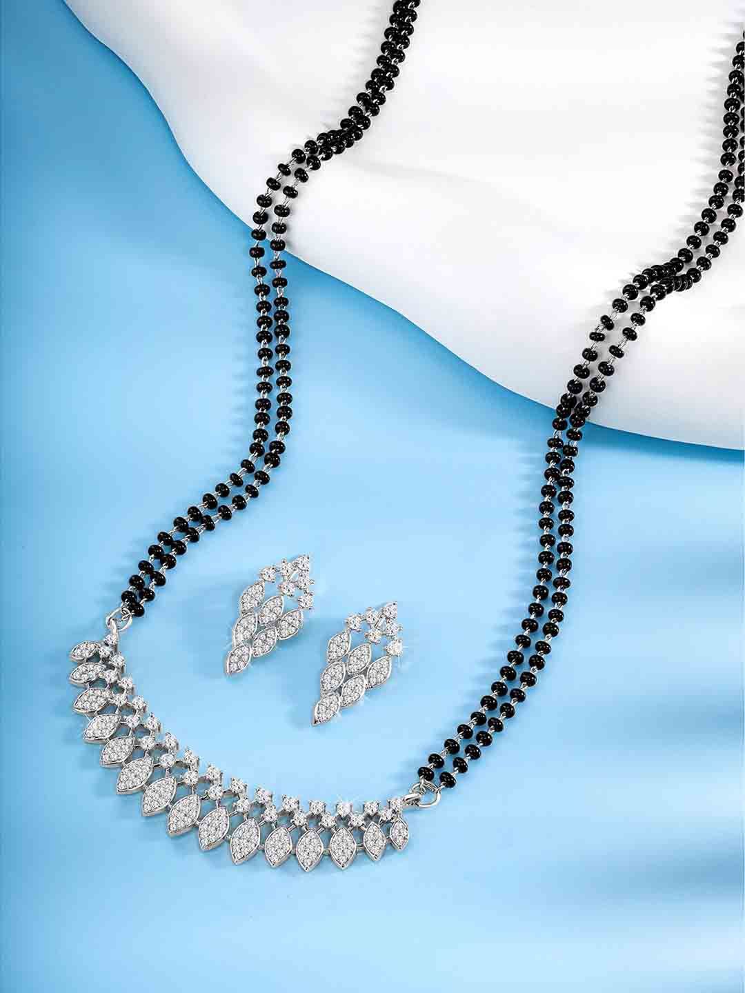 

Peora Silver-Plated Artificial Stones Mangalsutra
