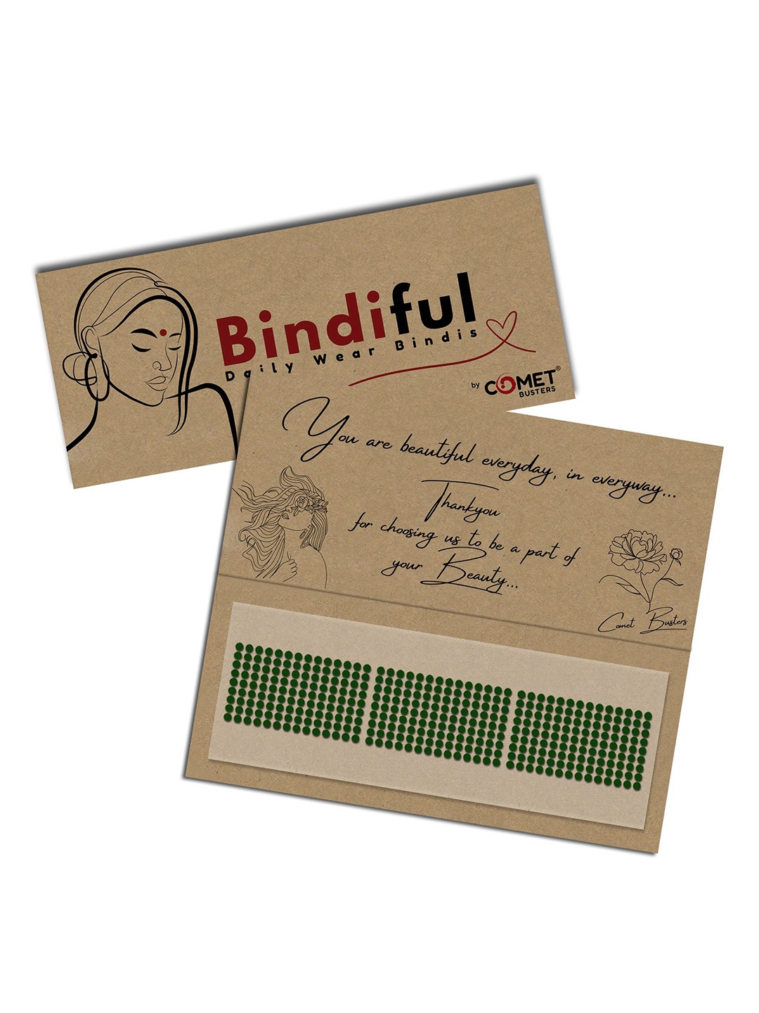 

Comet Busters Bindiful Traditional Round Designer Bindi - Dark Green