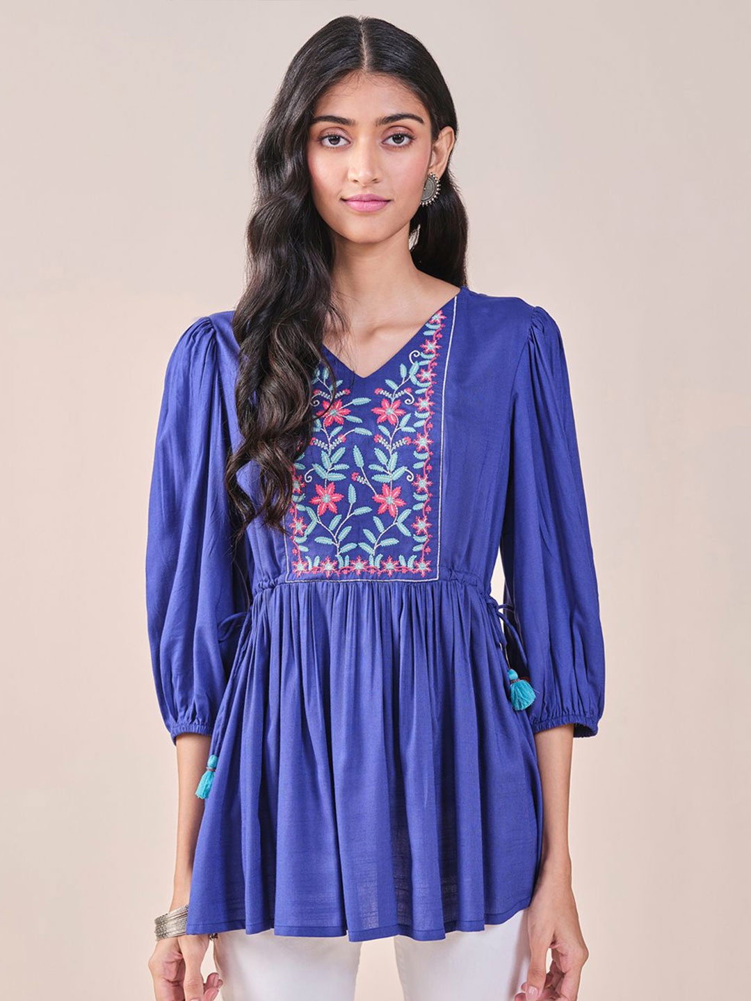 

Global Desi Embroidered Tunic, Blue