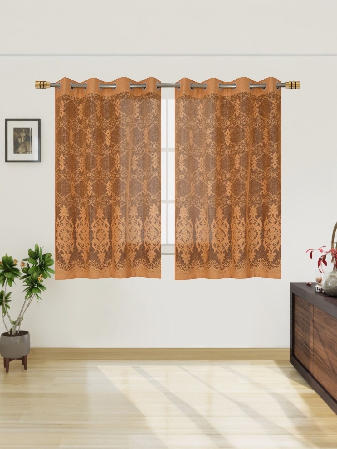 

BIGGER FISH Multicoloured Set of 2 Sheer Window Curtain, Multi