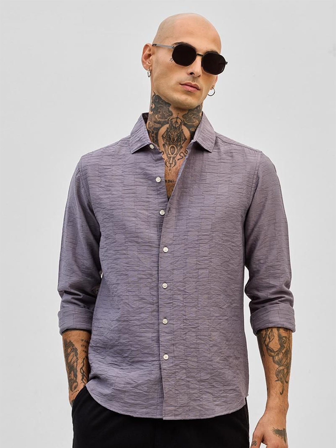 

Snitch Men Smart Slim Fit Casual Shirt, Lavender