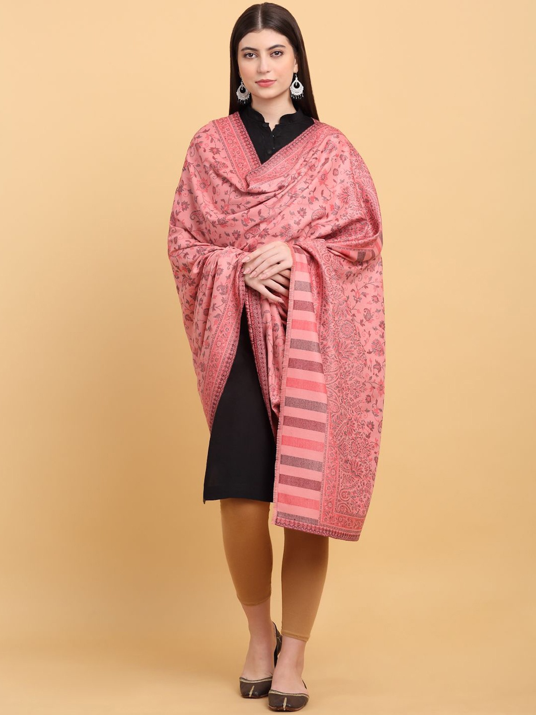 

KRAFT INDIA Women Paisley Printed Shawl, Pink