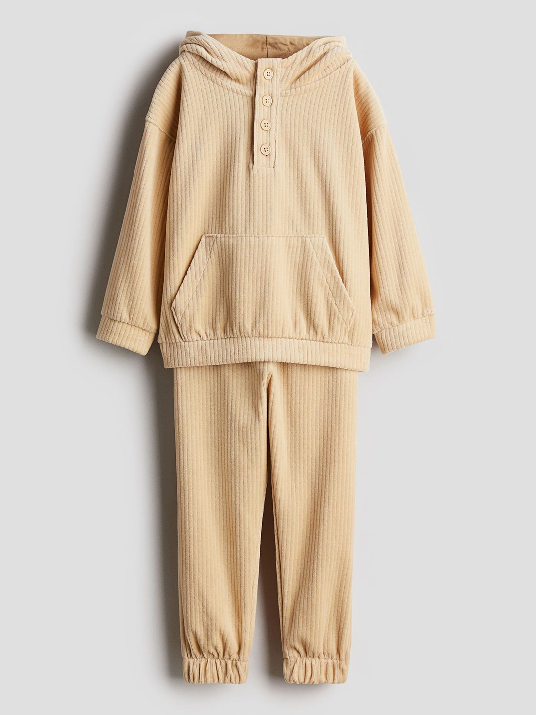 

H&M Boys 2-Piece Ribbed Velour Set, Beige