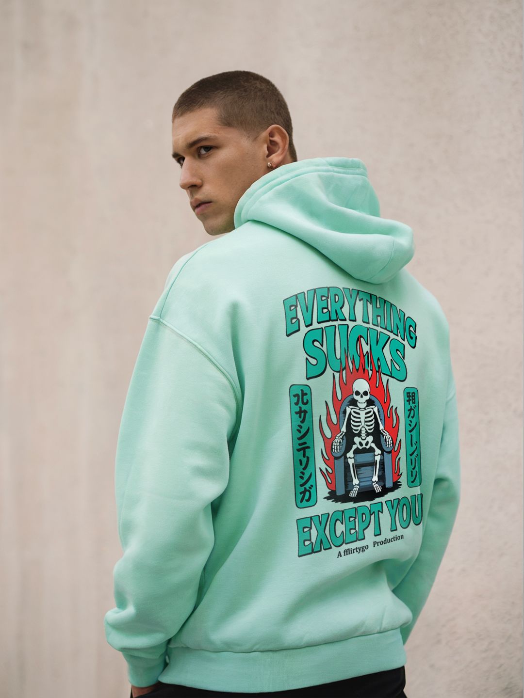 

FFLIRTYGO Men Printed Long Sleeves Hooded Sweatshirt, Lime green