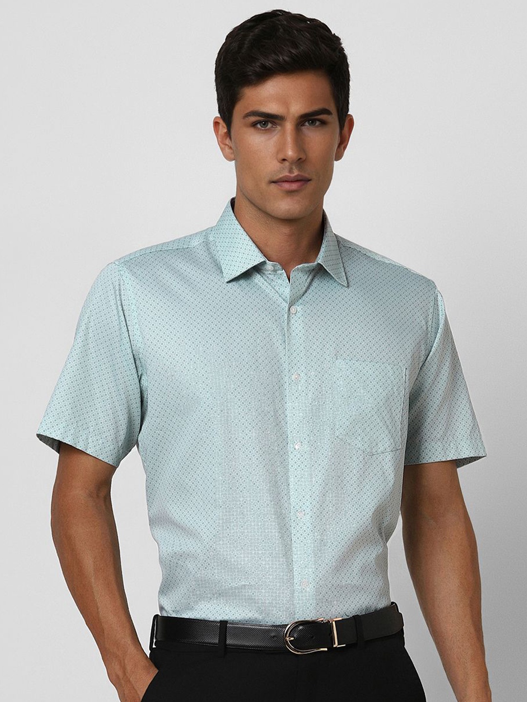 

Van Heusen Men Opaque Printed Formal Shirt, Blue