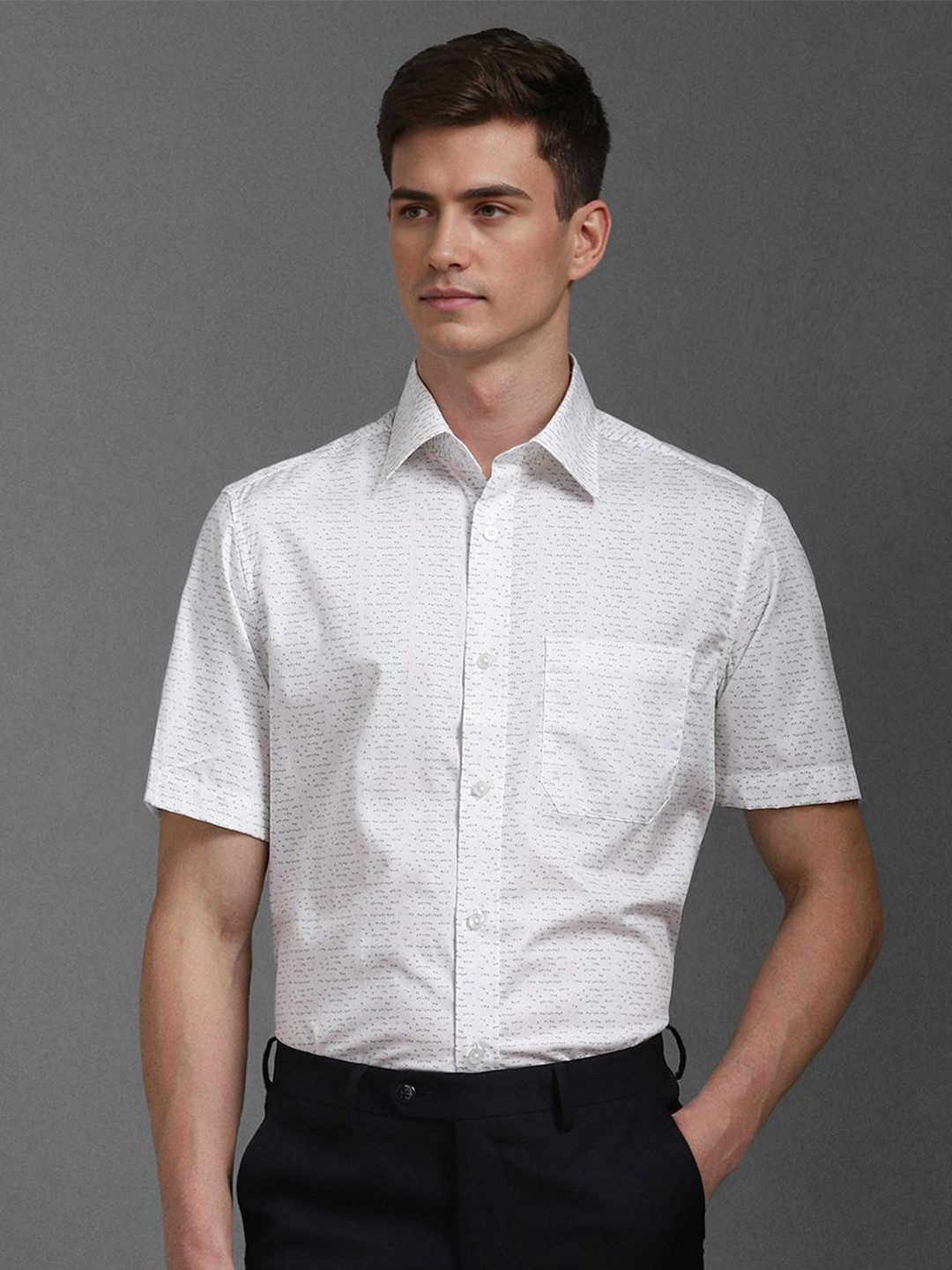 

Louis Philippe Men Classic Opaque Printed Formal Shirt, White