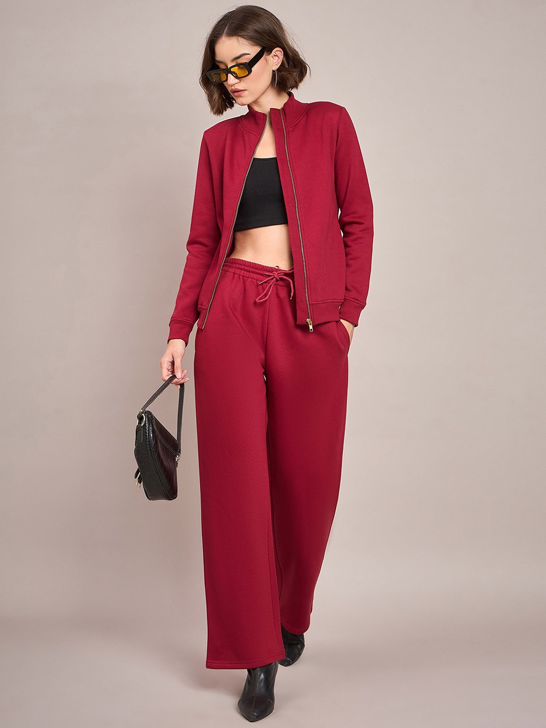 

SASSAFRAS High Neck Coat With Trousers Co-Ords, Maroon