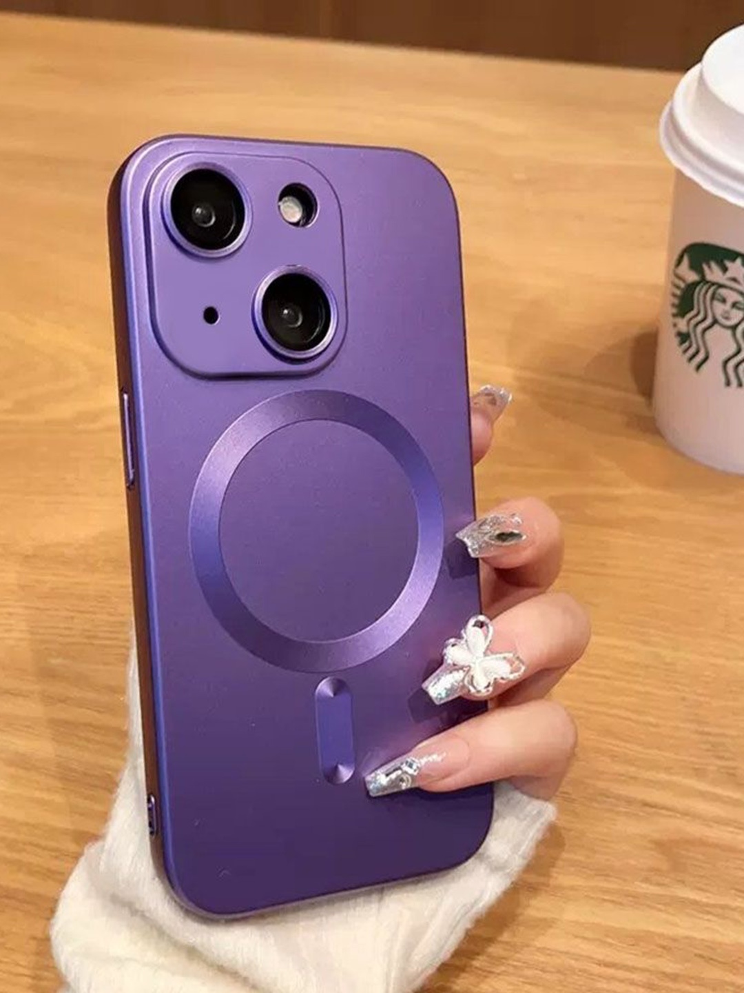 

Luxury Kase Solid Printed iPhone 15 Plus Back Case Mobile Accessories, Purple