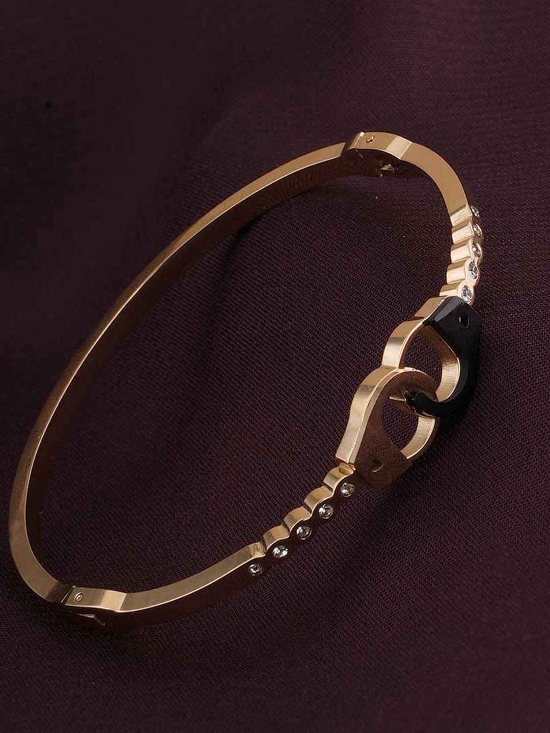 

PALMONAS Women Cubic Zirconia Gold-Plated Bangle-Style Bracelet