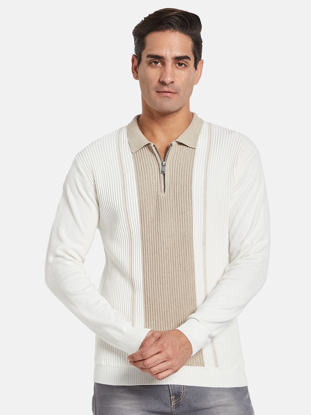 

METTLE Men Striped, White