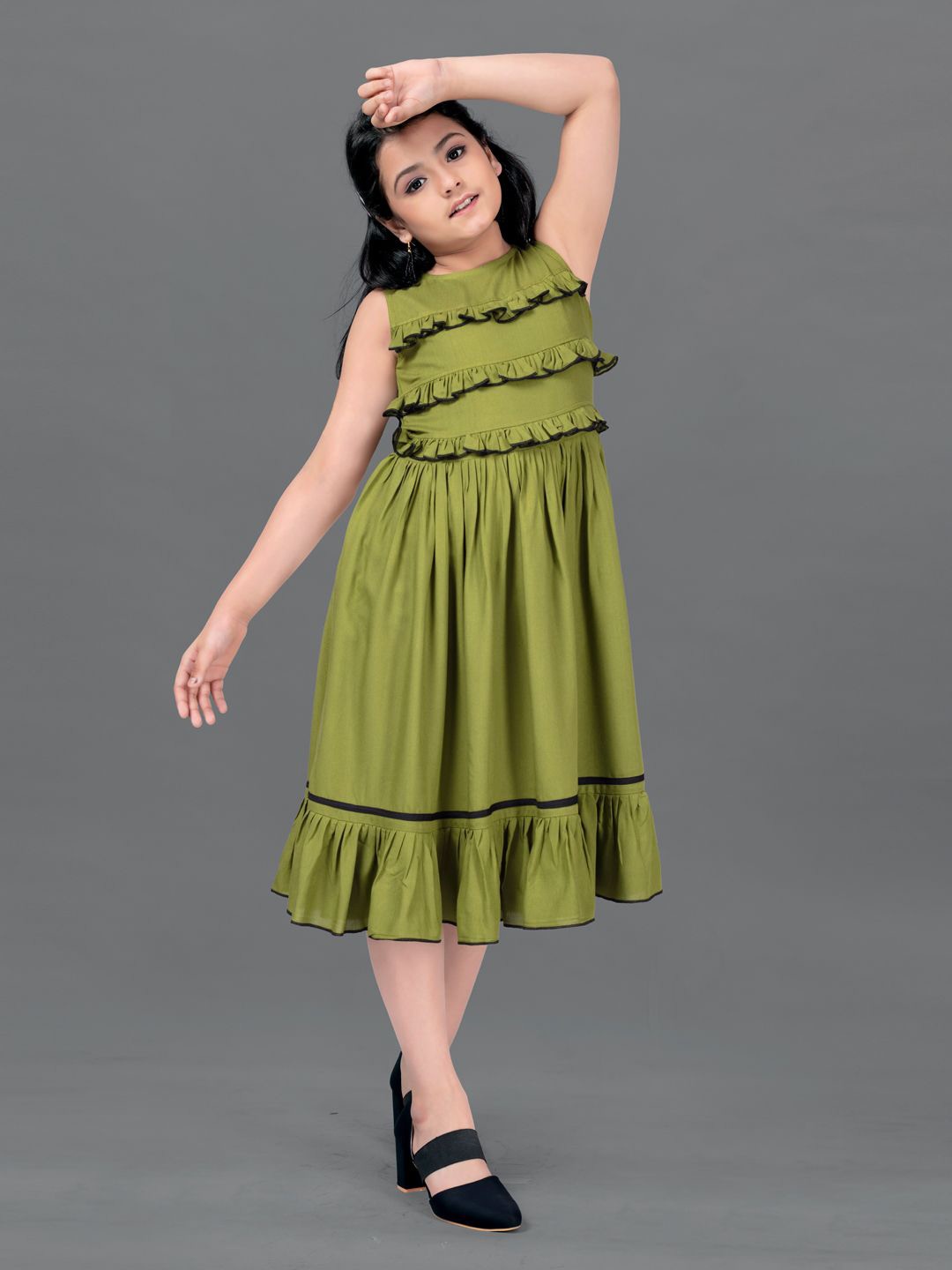 

FASHION DREAM Girls Empire Dress, Olive