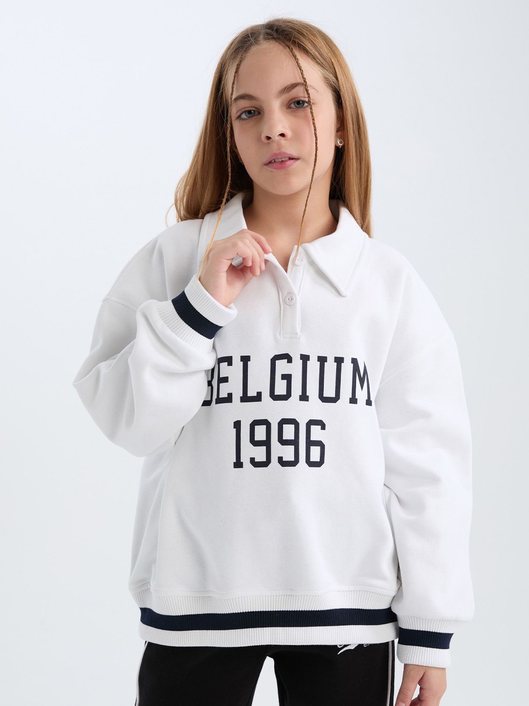 

DeFacto Girls Typography Printed Pullover, White