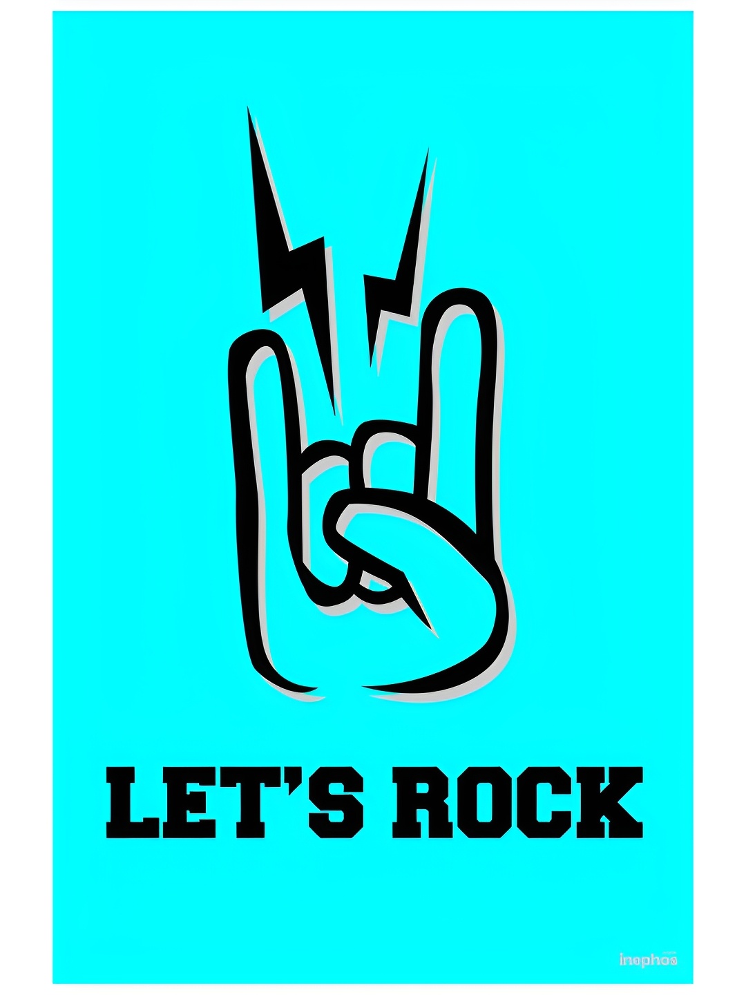 

Inephos White & Green Lets Rock Vinyl Poster