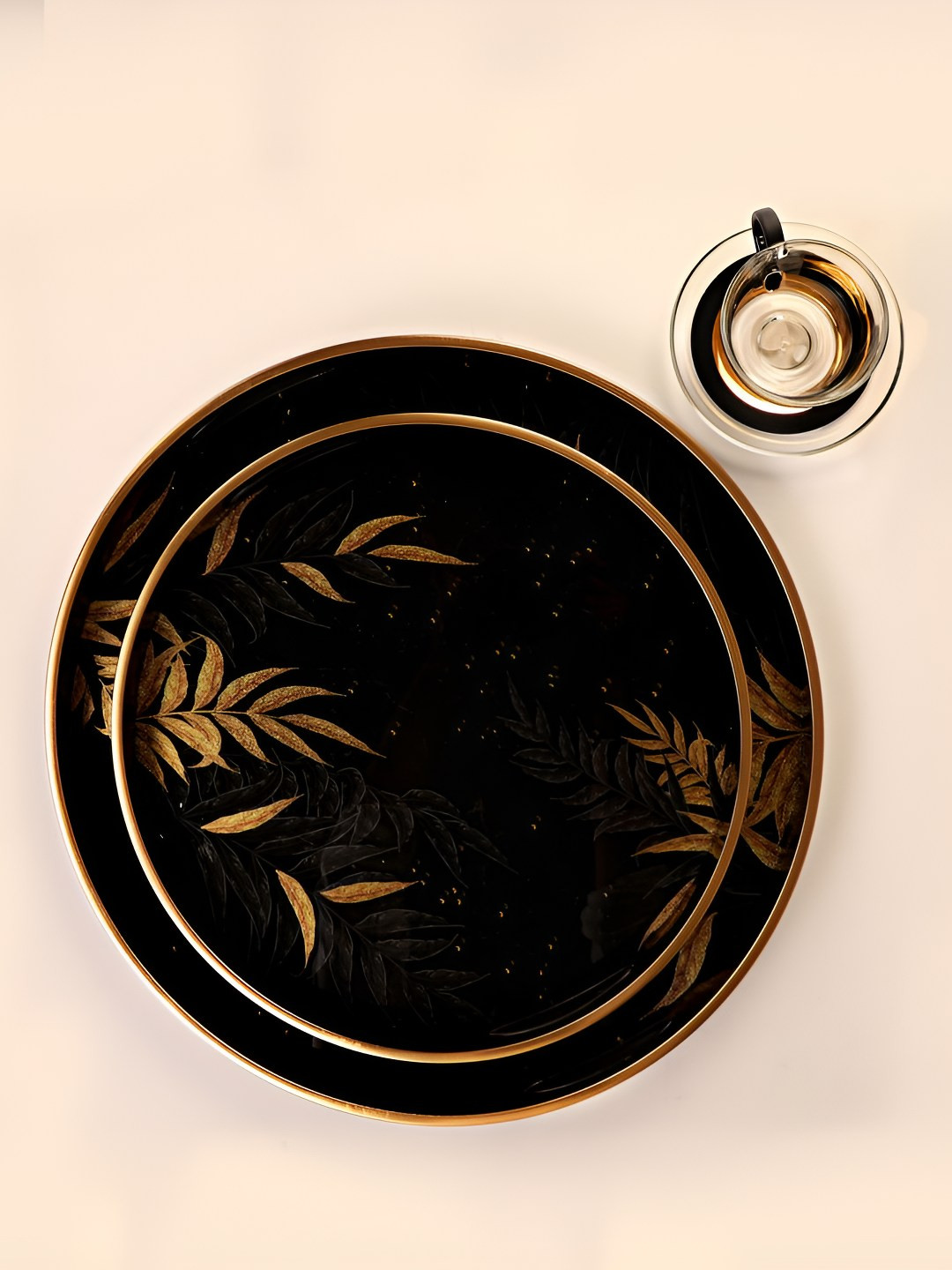 

THE HOME CO. Black 2025 Wood 2 Pieces Dishwasher Safe Serving Tray