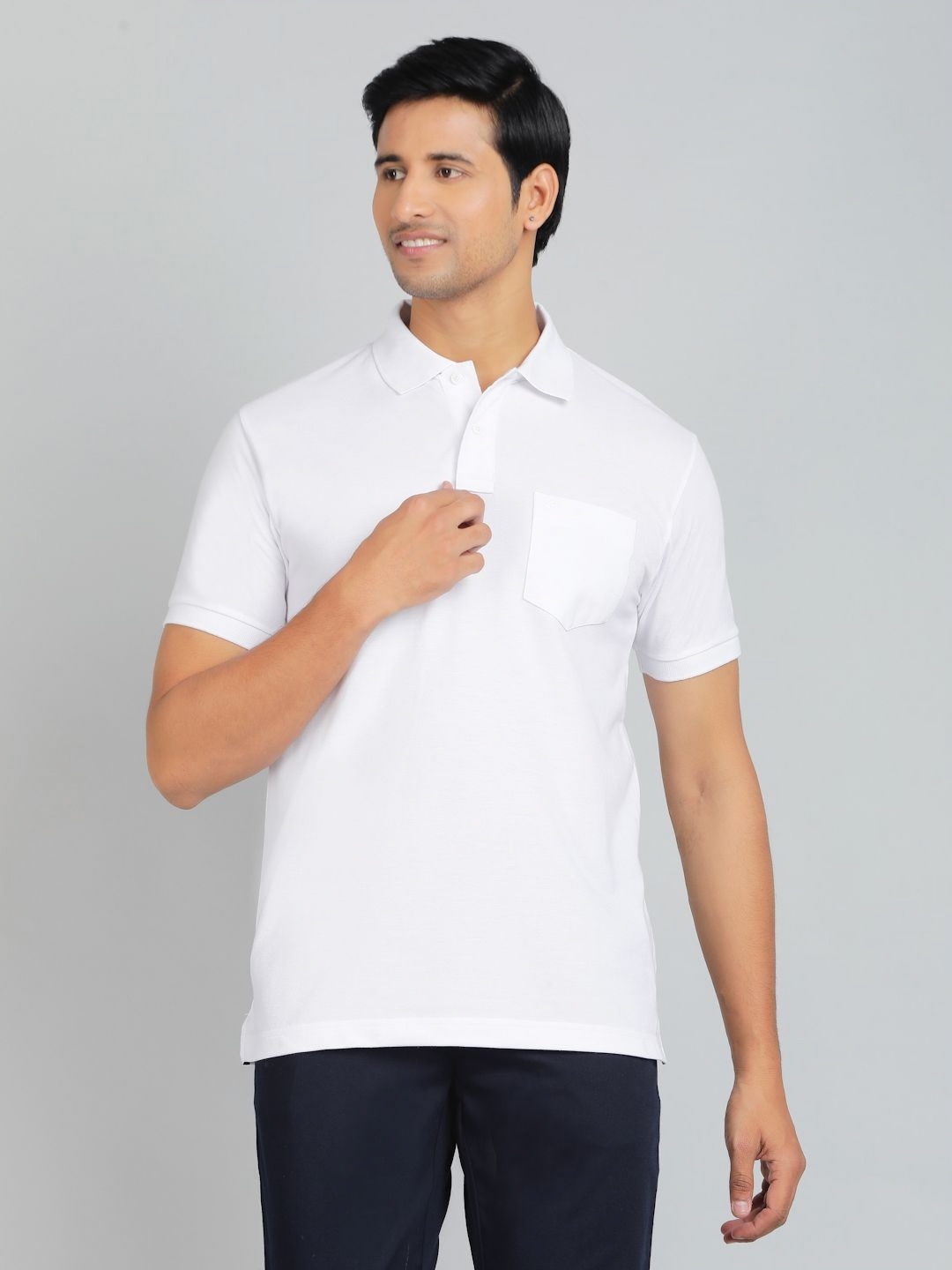

Greenfibre Men Polo Collar T-shirt, White