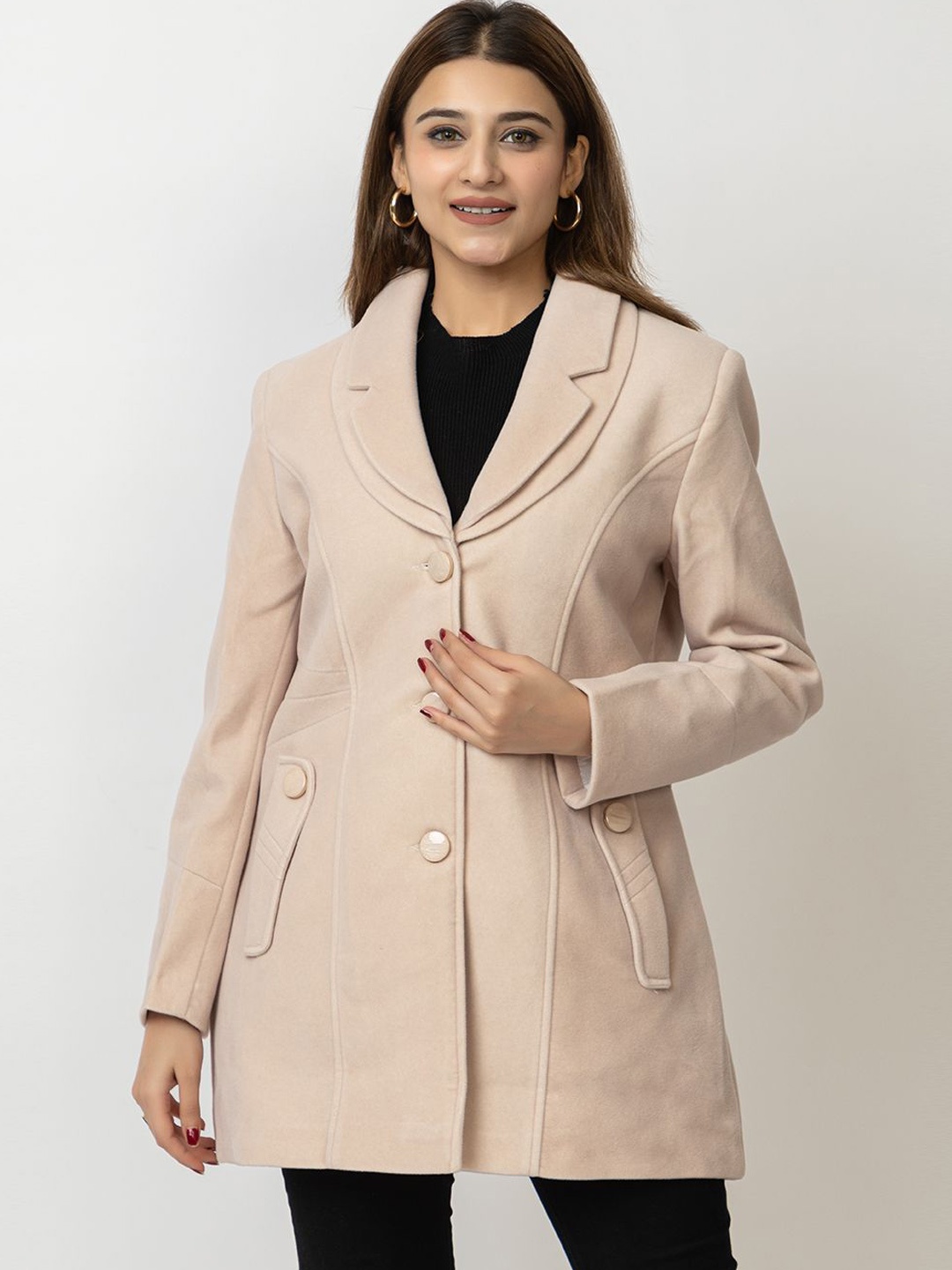 

Lady Leaf Longline Winter Wear Overcoat, Camel brown