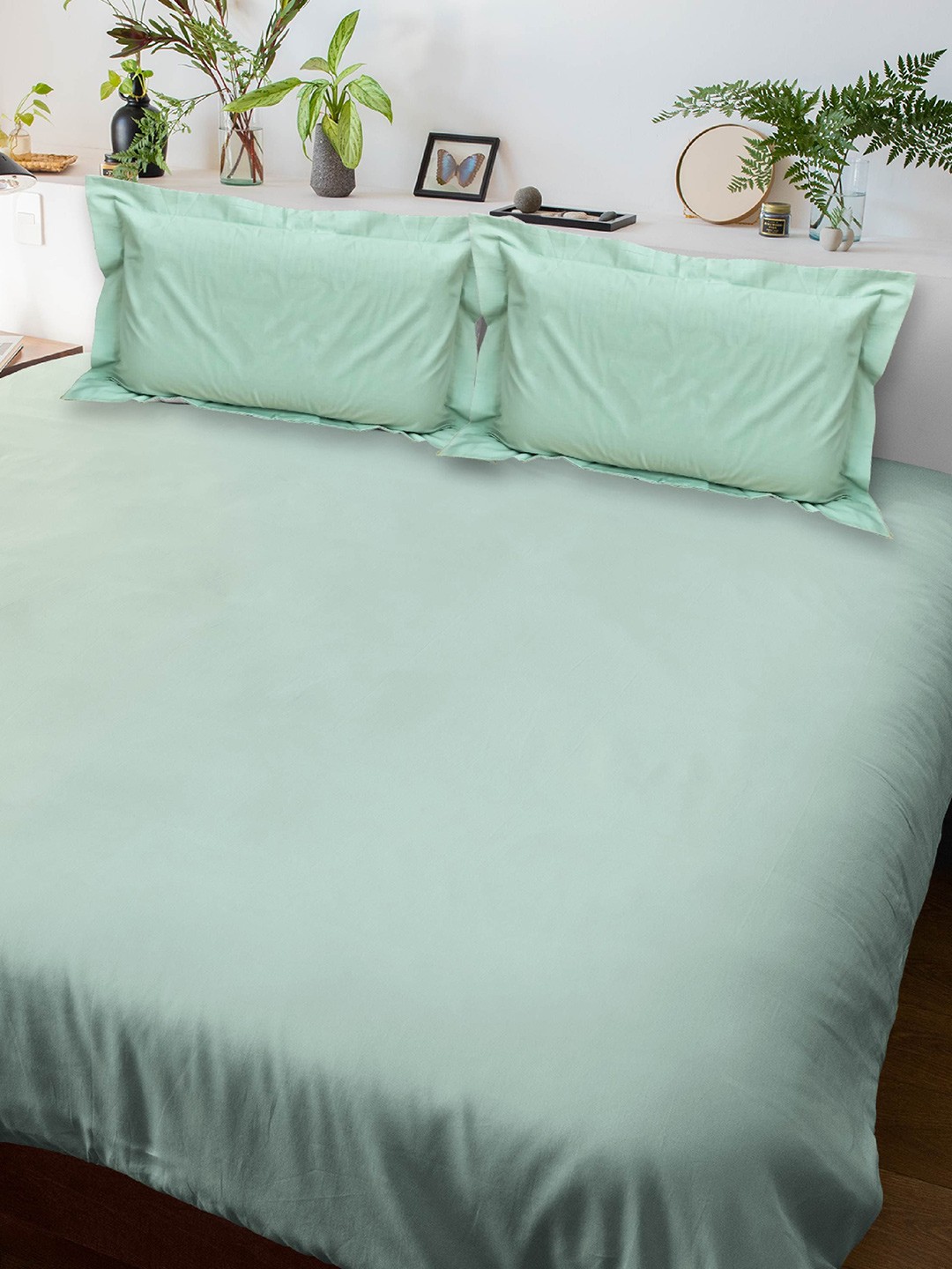

10club Green Pure Cotton Queen Bedsheet with 2 Pillow Covers 2.20 m x 2.50 m