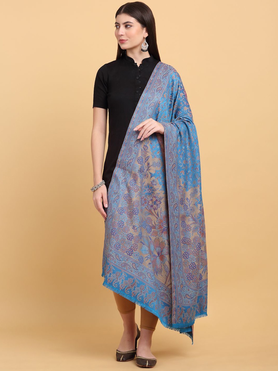 

KRAFT INDIA Women Floral Printed Shawl, Blue