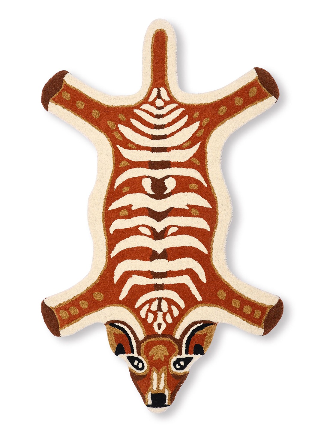 

Exotic India Cream and Brown Tufted Deer Shaped Asana Mat