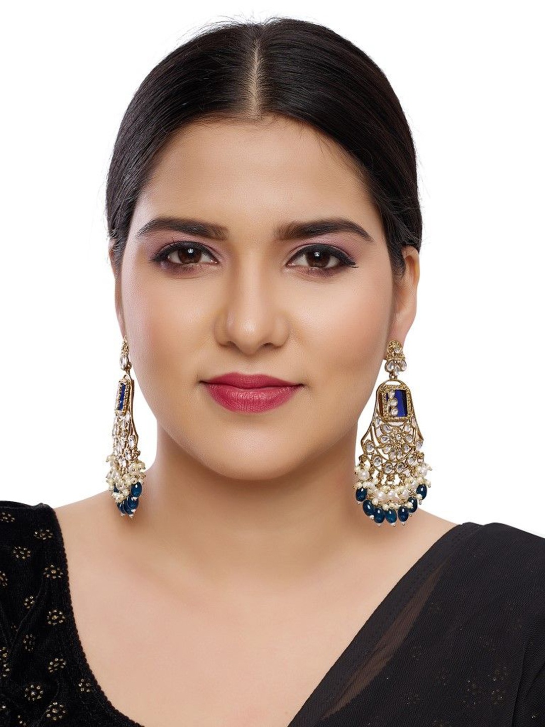 

Rukma Gold-Plated Kundan Studded & Beaded Earrings