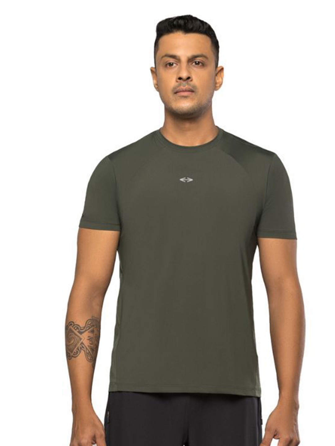 

STRCH Men Anti Odour Applique T-shirt, Green