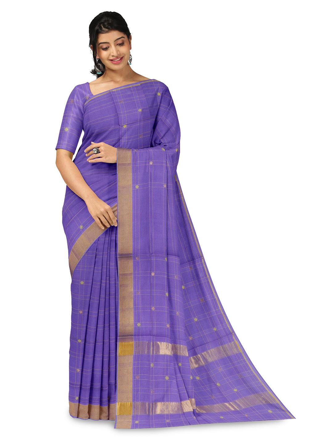 

APCO Ethnic Motifs Woven Design Zari Pure Cotton Saree, Violet