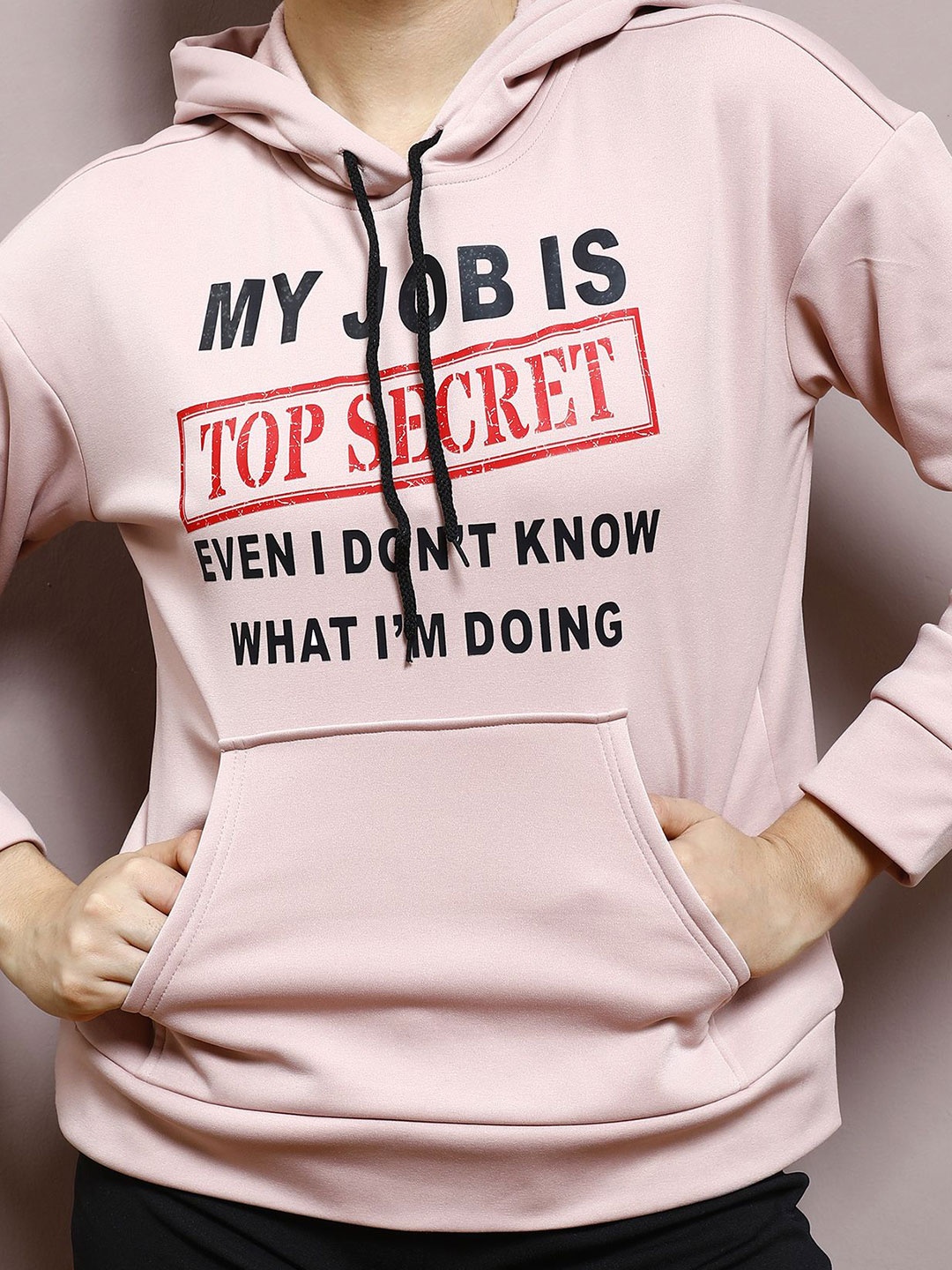 

Athena Women Printed Hooded Pullover Sweatshirt, Pink