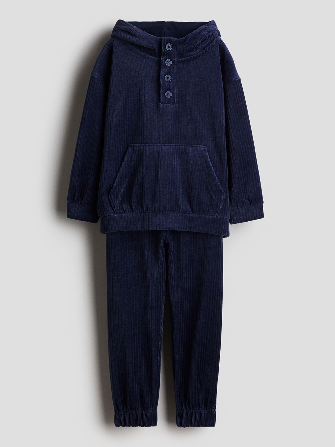 

H&M Boys 2-Piece Ribbed Velour Set, Blue