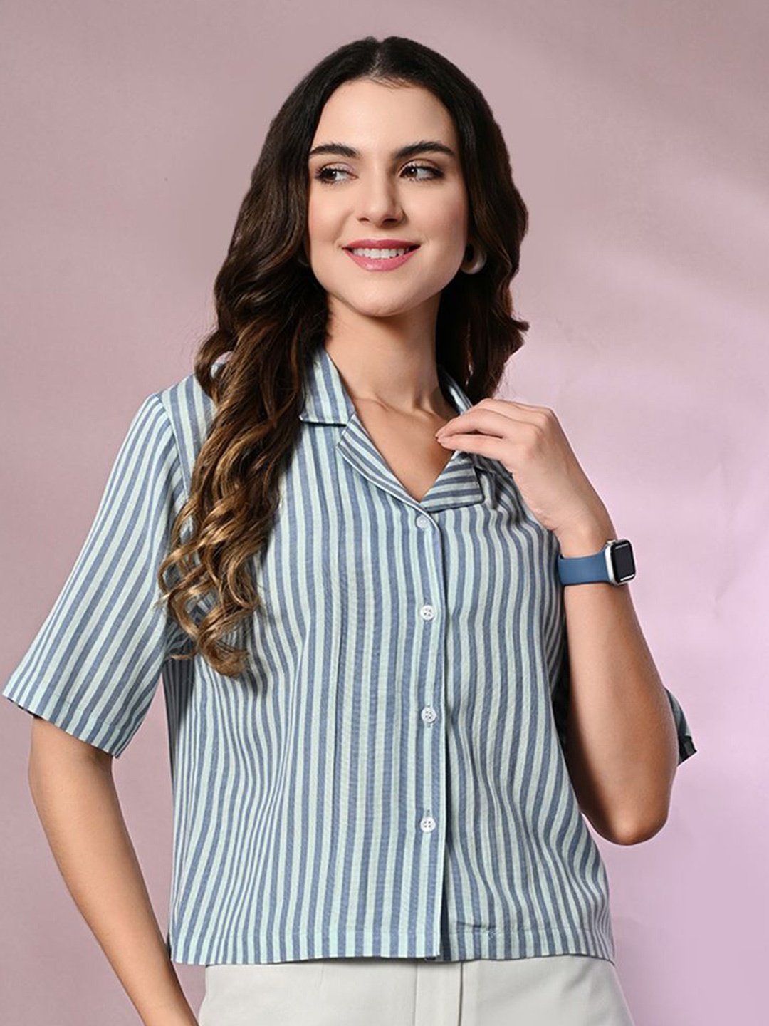 

all about you Women Striped Shirt Style Top, Blue