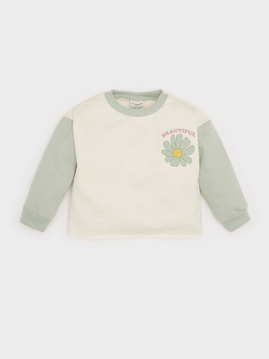 

DeFacto Girls Colourblocked Pullover, Cream