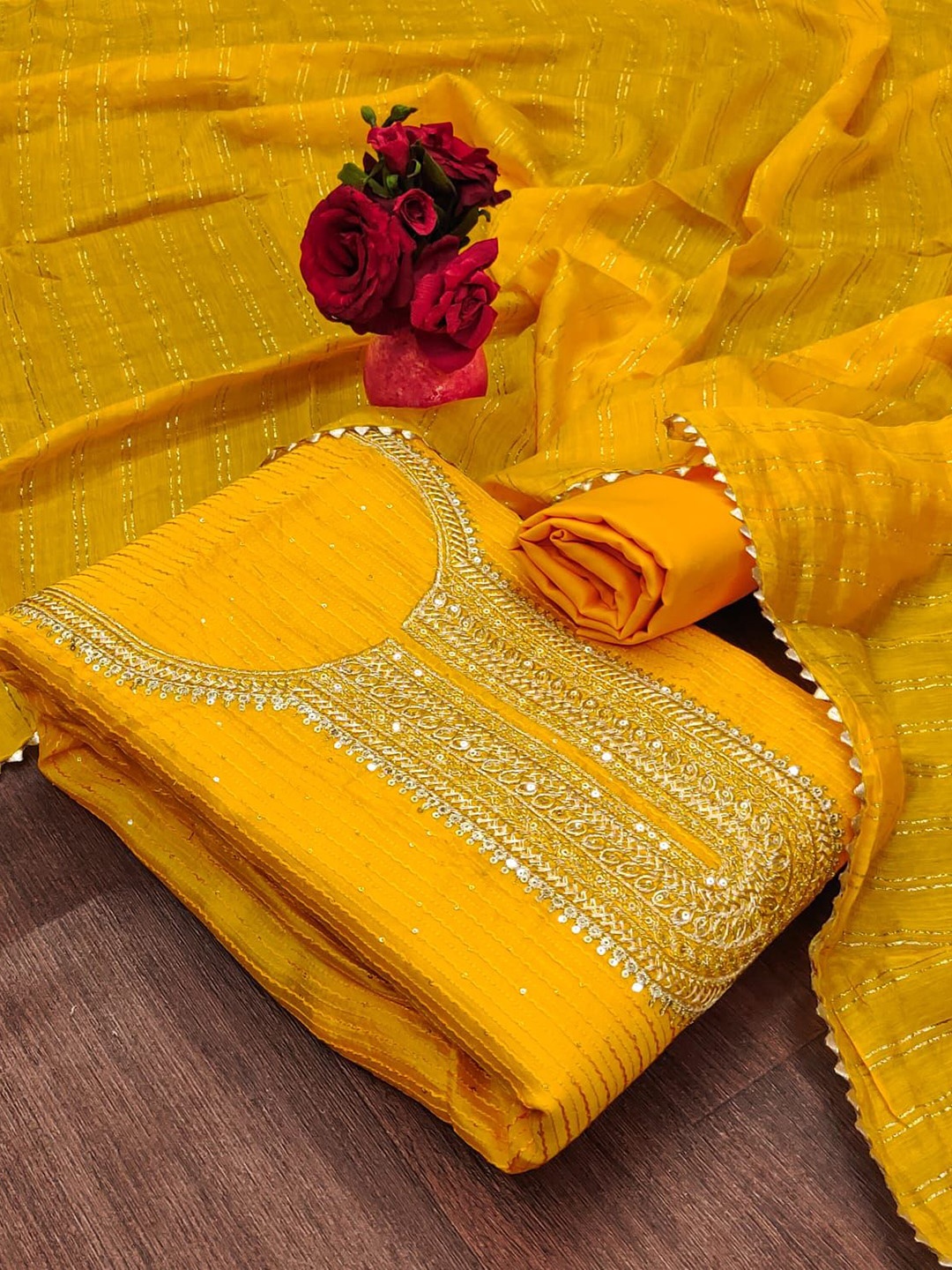 

ZEEPKART Unstitched Dress Material, Yellow