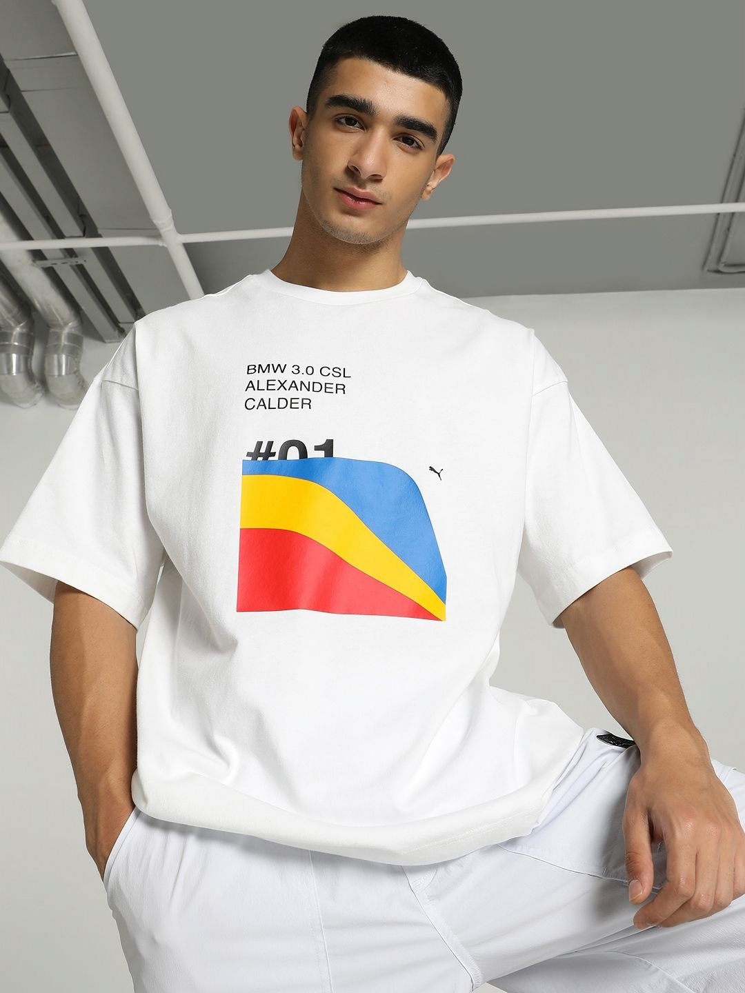 

PUMA Motorsport Men Typography Colourblocked Applique T-shirt, White