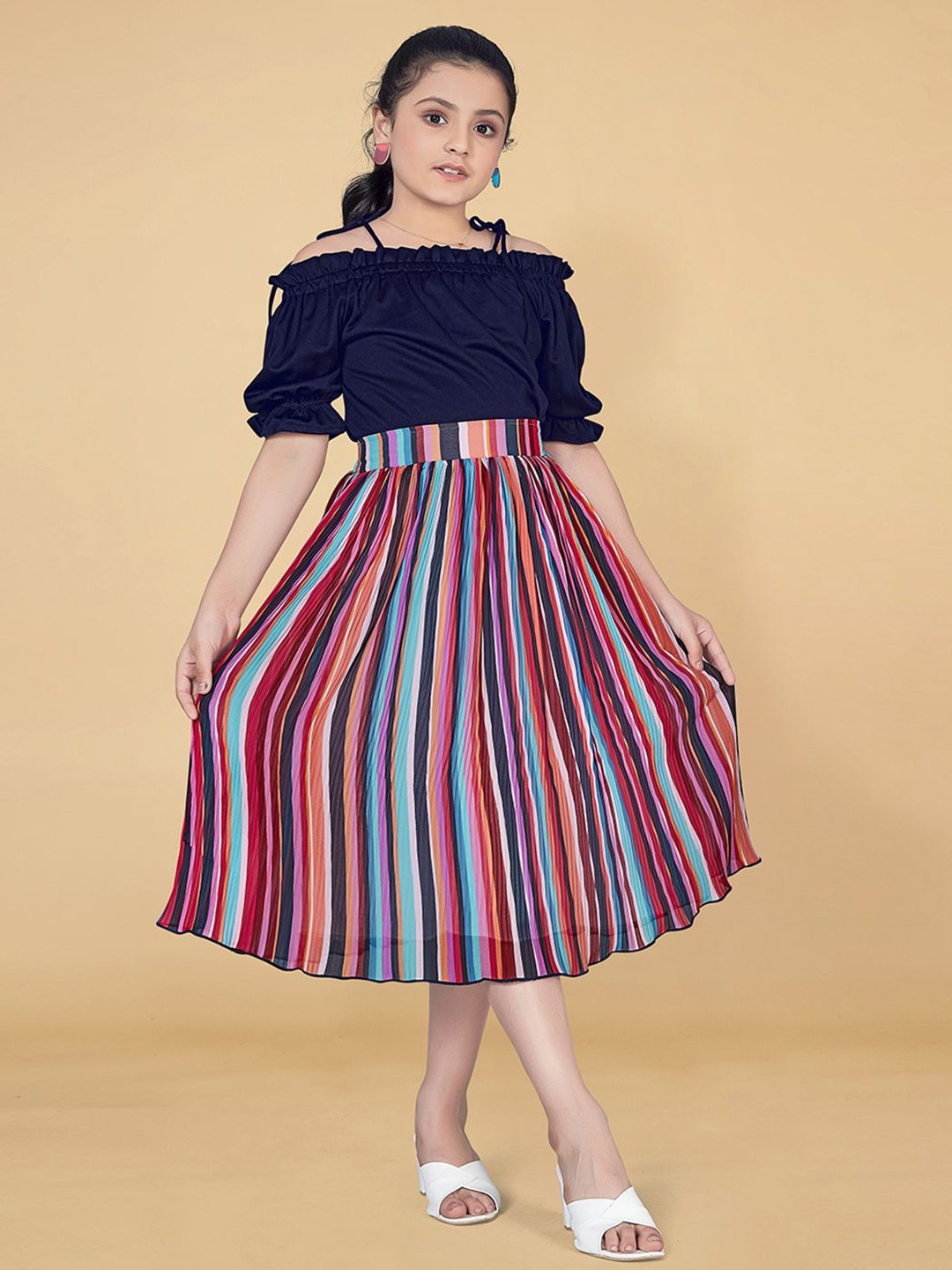 

FASHION DREAM Girls Top with Skirt, Navy blue