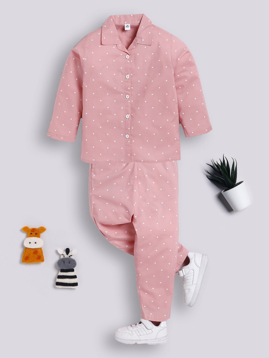 

Clt.s Unisex Kids Printed Night suit, Pink