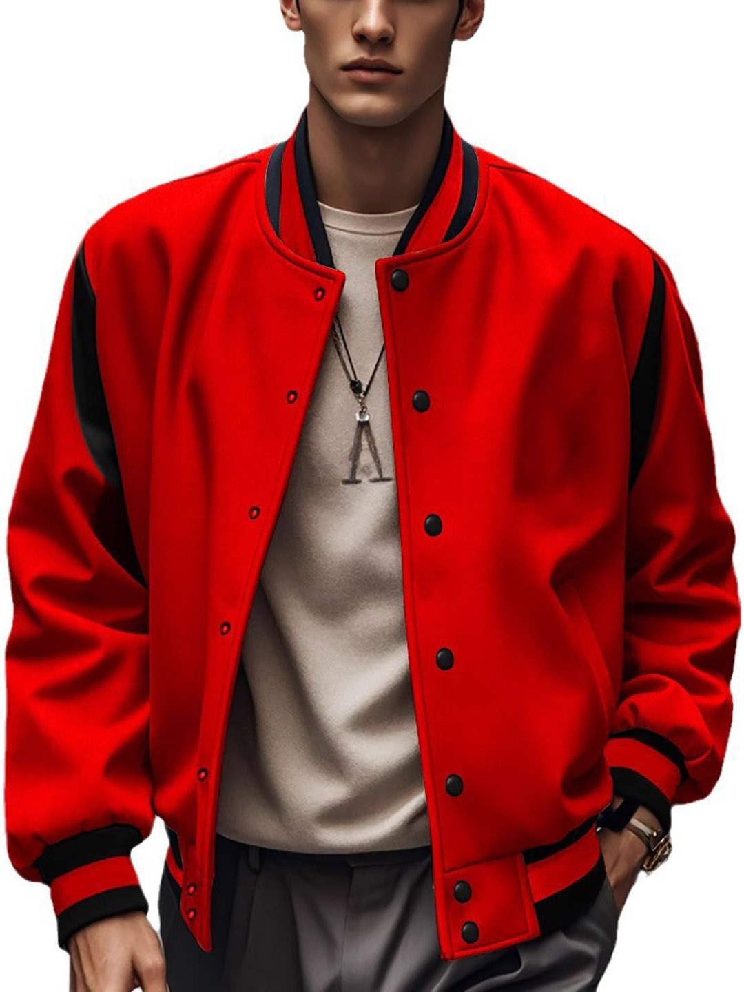 

StyleCast x Revolte Men Lightweight Sporty Jacket, Red