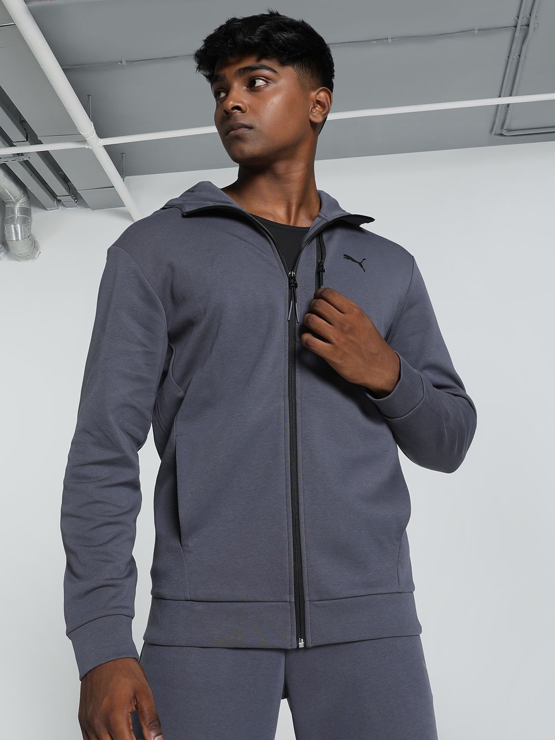 

Puma Open Road Cotton Full-Zip Hooded Jacket, Grey