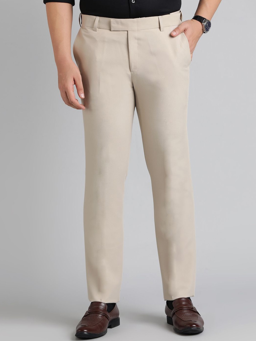 

METAL Men Slim Fit Trousers, Cream