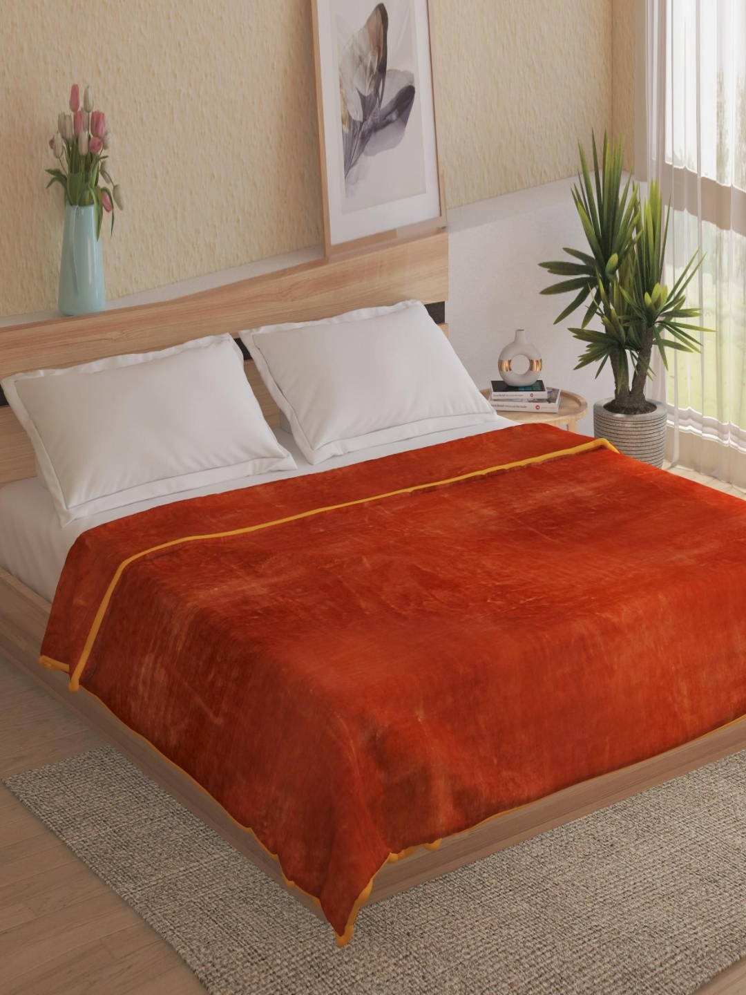 

Home Centre Orange 233 GSM Double Bed Blanket