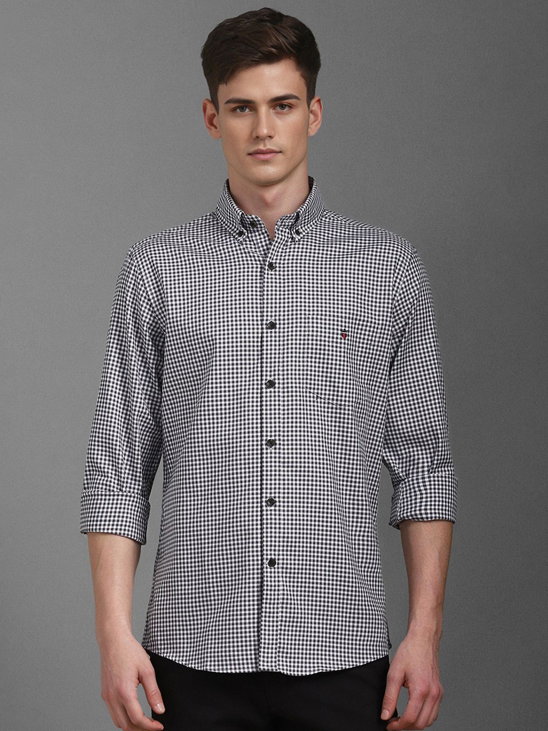 

Louis Philippe Sport Men Slim Fit Opaque Checked Casual Shirt, Black