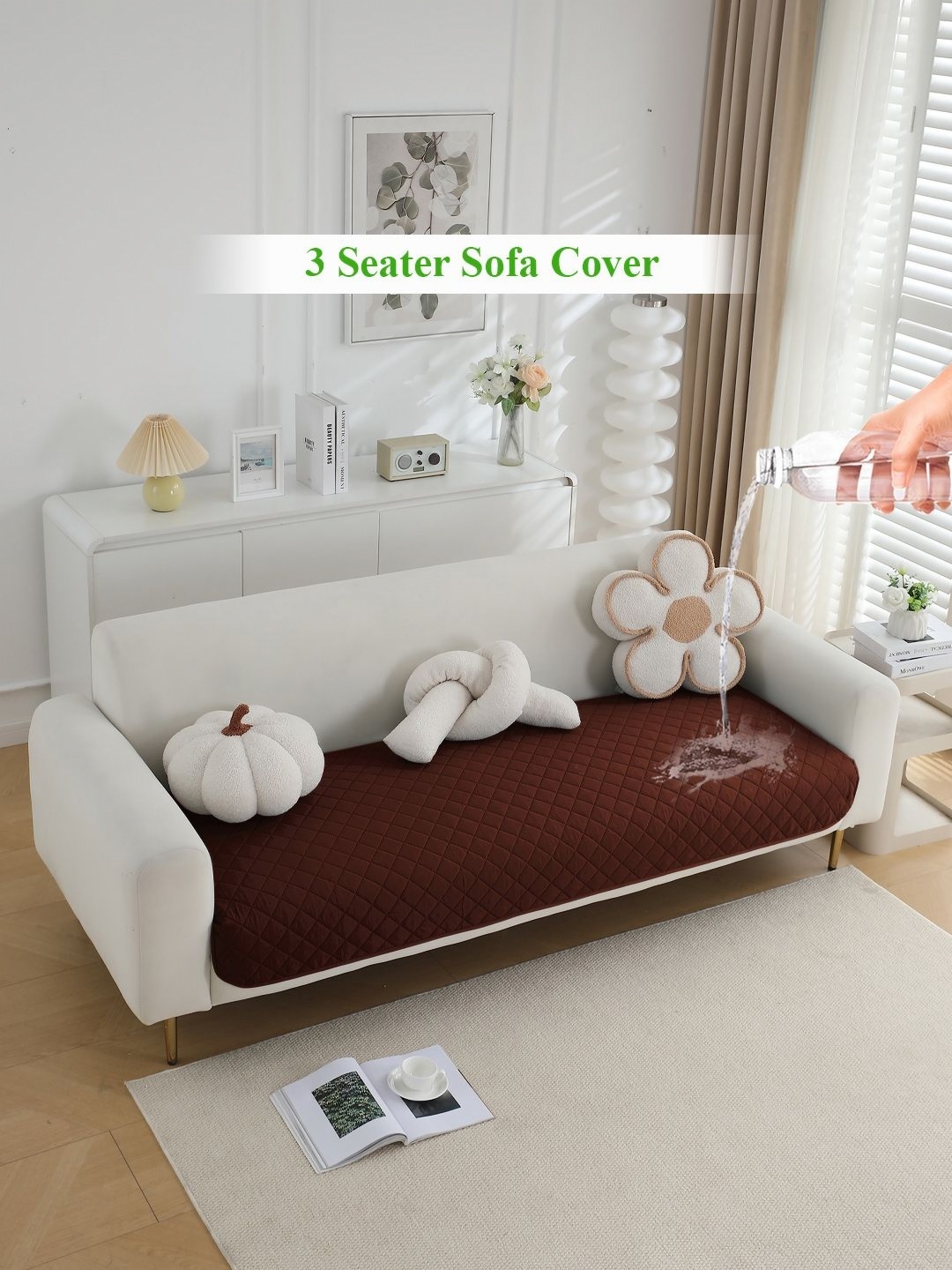

HOKIPO Brown Polyester 3 Seater Sofa Cover