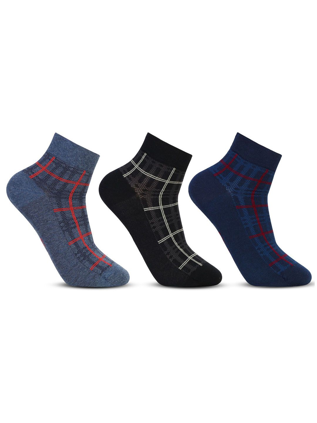 

Bonjour Men Pack Of 3 Patterned Cotton Ankle-Length Socks, Multi