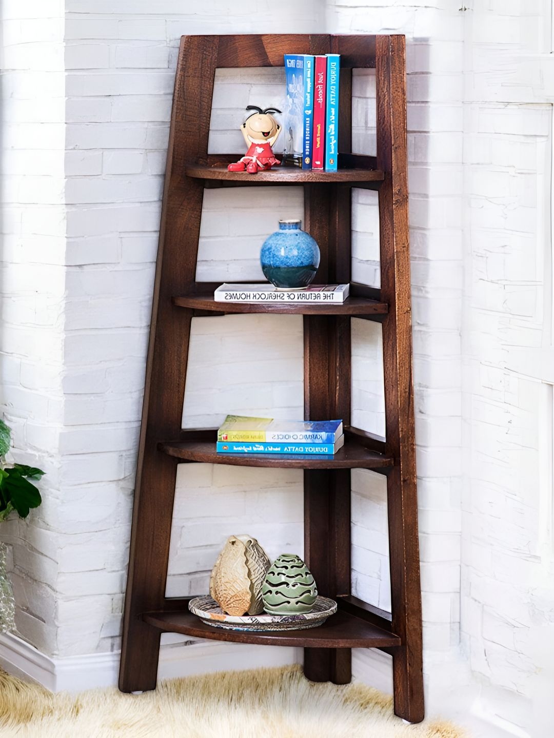 

Ikiriya Red Sheesham Wood Accent Book Shelf, Brown