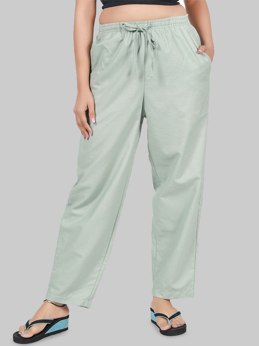 

Style Shoes Women Straight Mid-Rise Lounge Pants, Green