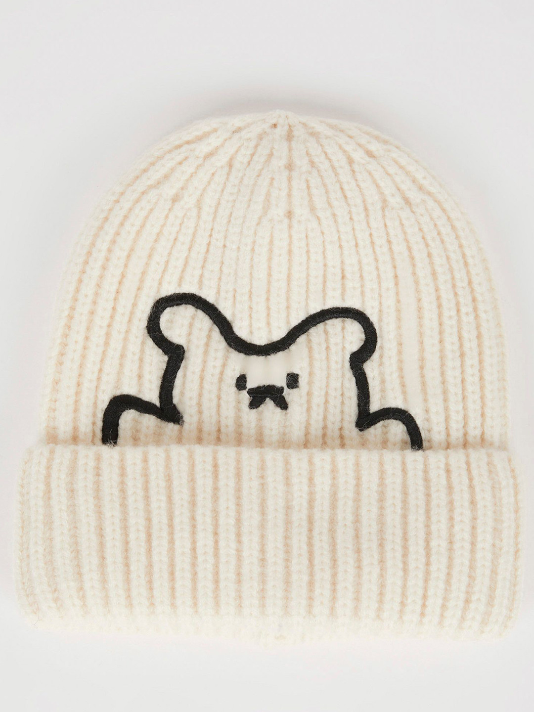 

DeFacto Boys Embroidered Beanie, Cream